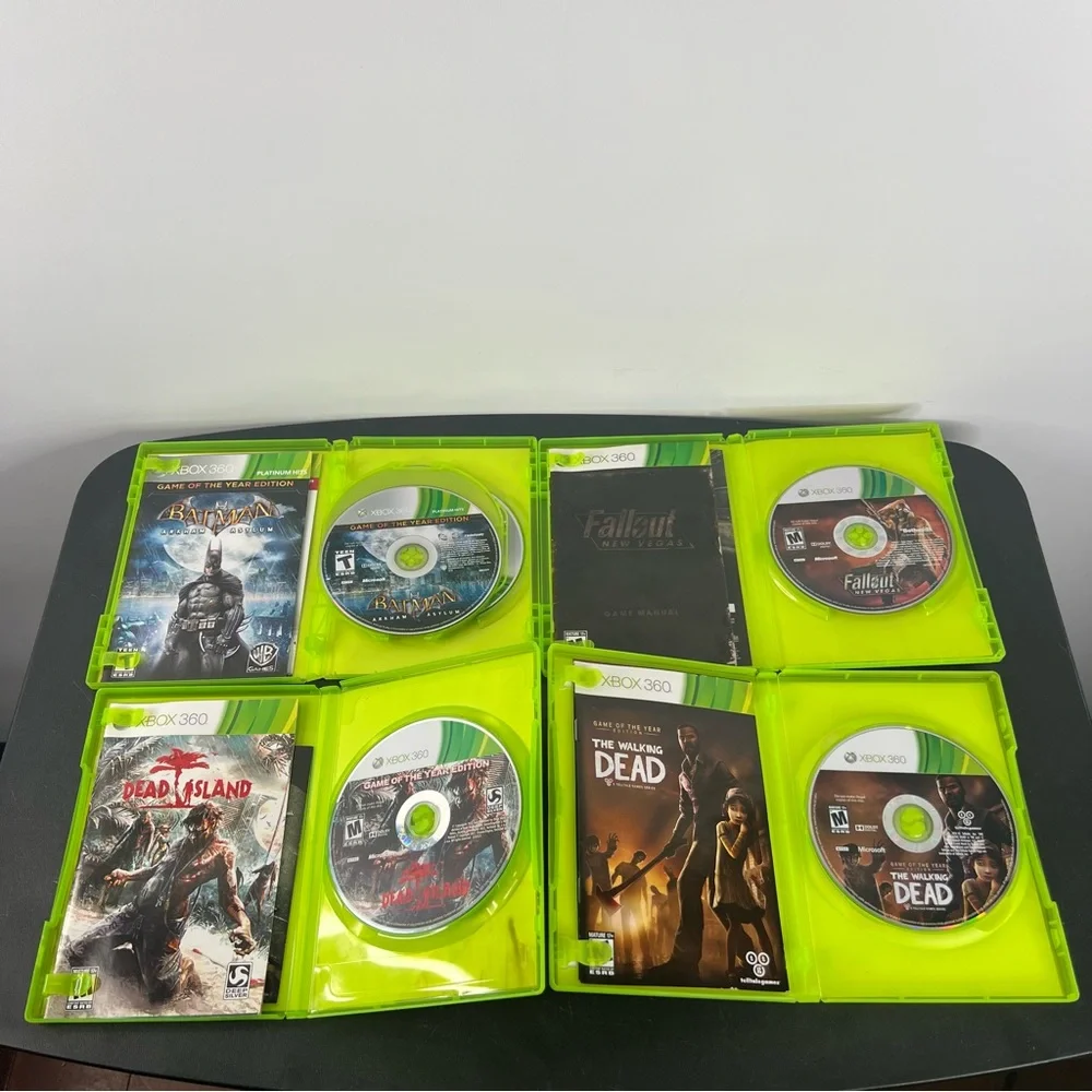 Microsoft Xbox 360 S 4GB Console System Bundle Lot With 8 Games Tested & Working